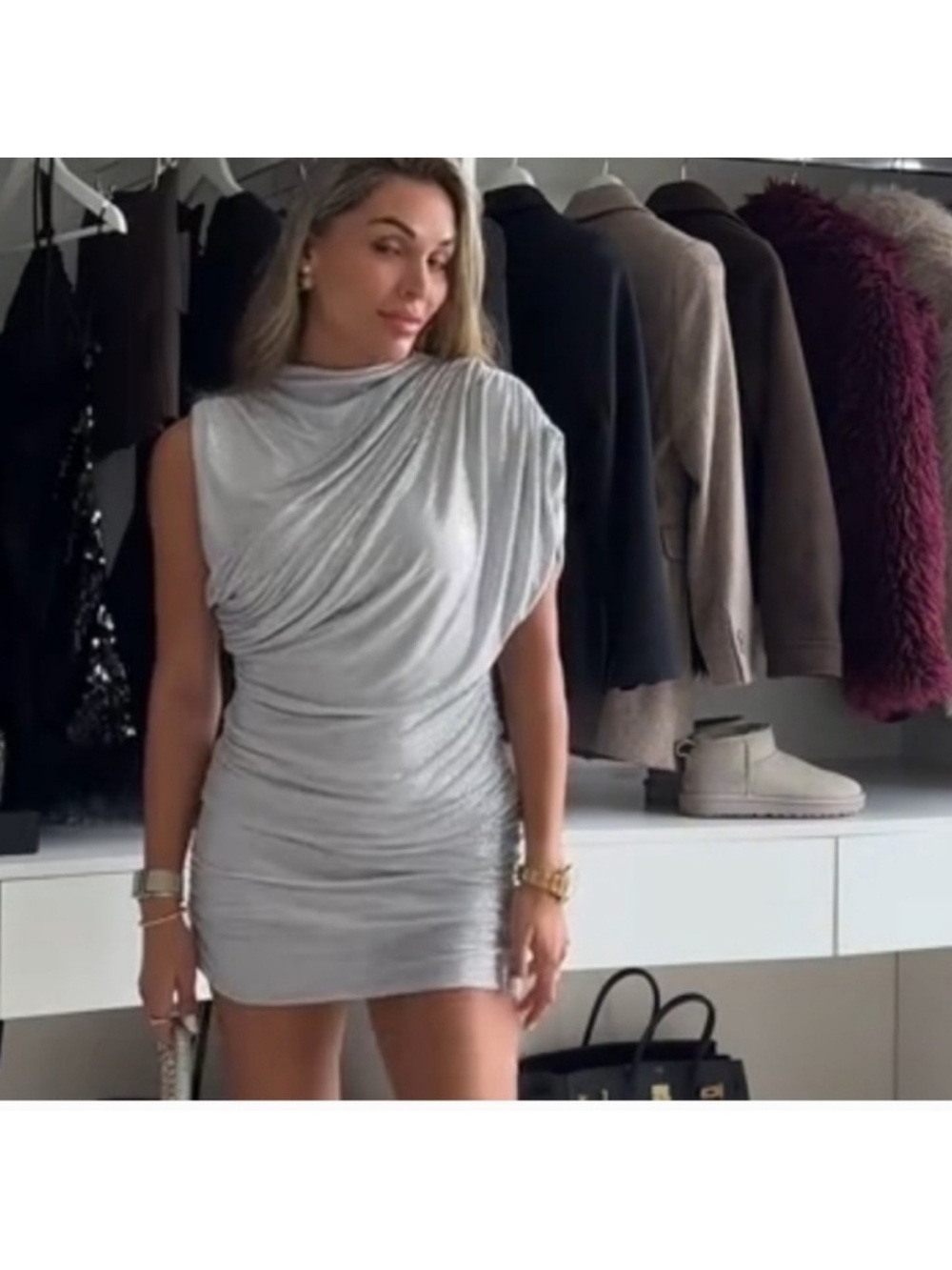 Zara SHORT MESH DRESS WITH RHINESTONE CAPE - Picture 9 of 16